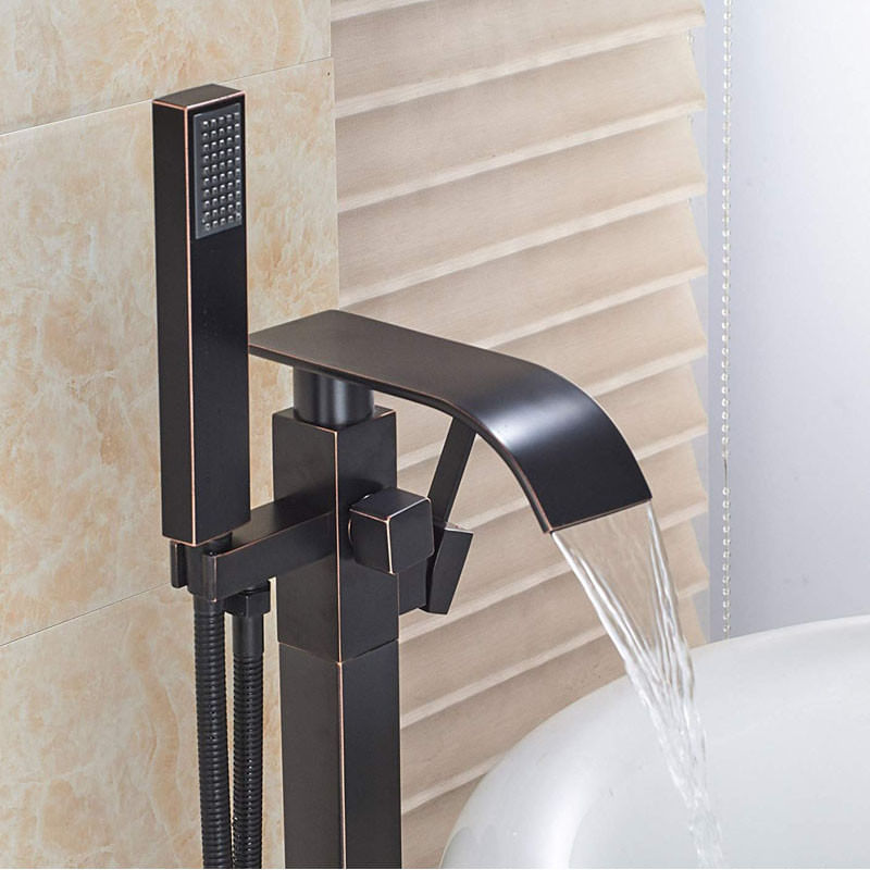 Casa si Gradina - Sanitare - Lavoar baie si accesorii - Baterii sanitare - Baterie cada Free standing, Blackswan, Tip M17, model negru antichizat, dimensiune 100 cm - Infinity.ro