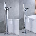 Casa si Gradina - Sanitare - Lavoar baie si accesorii - Baterii sanitare - Baterie cada Free standing, Blackswan, Tip Cascada cu LED M63, model crom lucios, dimensiune 98 cm - Infinity.ro