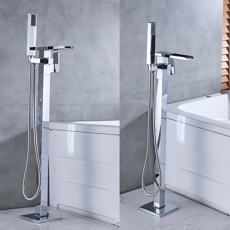 Casa si Gradina - Sanitare - Lavoar baie si accesorii - Baterii sanitare - Baterie cada Free standing, Blackswan, Tip Cascada cu LED M63, model crom lucios, dimensiune 98 cm - Infinity.ro