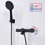 Casa si Gradina - Sanitare - Lavoar baie si accesorii - Baterii sanitare - Baterie cada, Blackswan, Tip M87, model negru mat cu termostat si dus cu 3 functii, dimensiune 26.7 cm - Infinity.ro