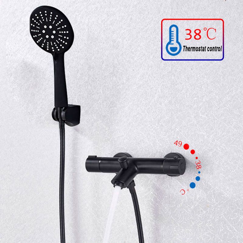 Casa si Gradina - Sanitare - Lavoar baie si accesorii - Baterii sanitare - Baterie cada, Blackswan, Tip M87, model negru mat cu termostat si dus cu 3 functii, dimensiune 26.7 cm - Infinity.ro
