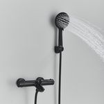 Casa si Gradina - Sanitare - Lavoar baie si accesorii - Baterii sanitare - Baterie cada, Blackswan, Tip M87, model negru mat cu termostat si dus cu 3 functii, dimensiune 26.7 cm - Infinity.ro