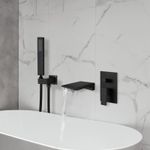 Casa si Gradina - Sanitare - Lavoar baie si accesorii - Baterii sanitare - Baterie cada, Blackswan, Tip M77, model negru mat tip cascada, dimensiune 18 cm - Infinity.ro