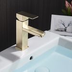 Casa si Gradina - Sanitare - Lavoar baie si accesorii - Baterii sanitare - Baterie chiuveta baie, Blackswan, Tip M107, model auriu scurt, dimensiune 18.5 cm - Infinity.ro