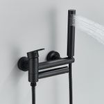 Casa si Gradina - Sanitare - Lavoar baie si accesorii - Baterii sanitare - Baterie cada, Blackswan, Tip M90, model negru mat, cu pipa mobila, dimensiune 19.5 cm - Infinity.ro