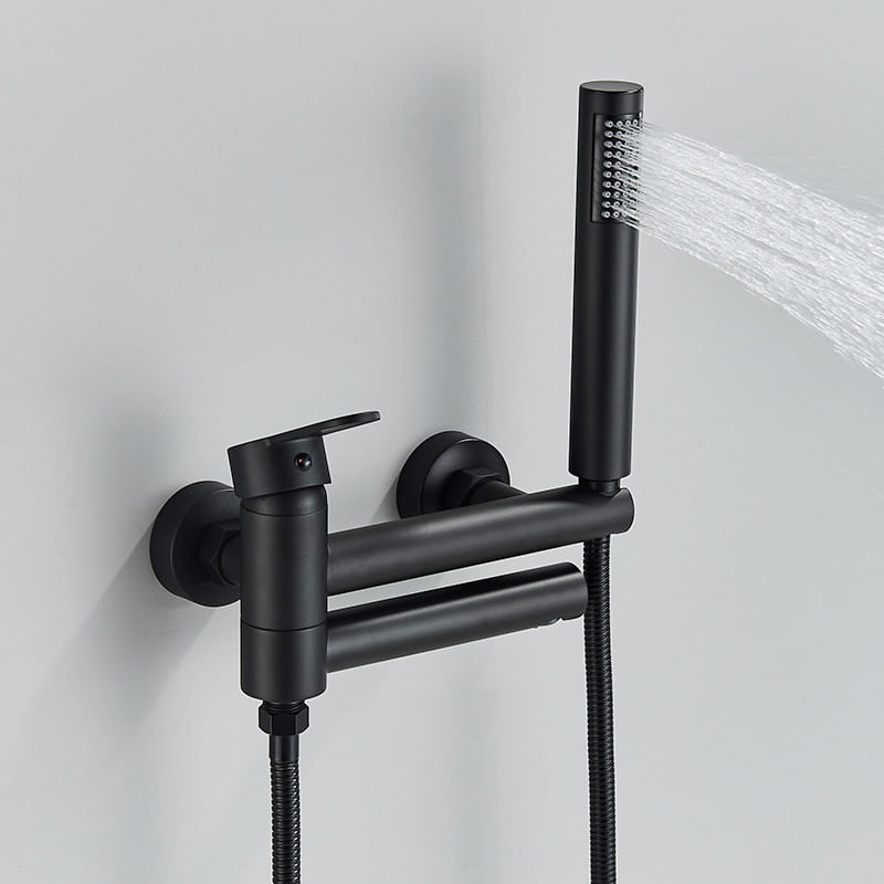 Casa si Gradina - Sanitare - Lavoar baie si accesorii - Baterii sanitare - Baterie cada, Blackswan, Tip M90, model negru mat, cu pipa mobila, dimensiune 19.5 cm - Infinity.ro