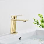 Casa si Gradina - Sanitare - Lavoar baie si accesorii - Baterii sanitare - Baterie chiuveta baie, Blackswan, Tip M118, model auriu lucios, dimensiune 16 cm - Infinity.ro