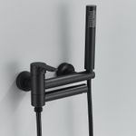 Casa si Gradina - Sanitare - Lavoar baie si accesorii - Baterii sanitare - Baterie cada, Blackswan, Tip M90, model negru mat, cu pipa mobila, dimensiune 19.5 cm - Infinity.ro