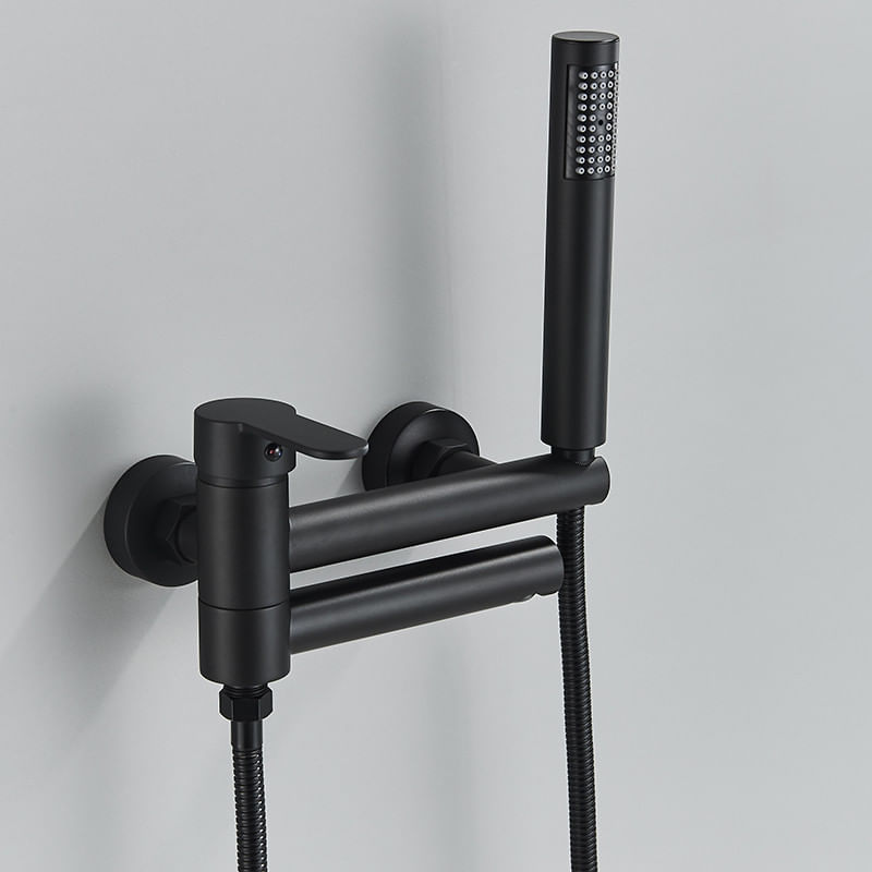 Casa si Gradina - Sanitare - Lavoar baie si accesorii - Baterii sanitare - Baterie cada, Blackswan, Tip M90, model negru mat, cu pipa mobila, dimensiune 19.5 cm - Infinity.ro