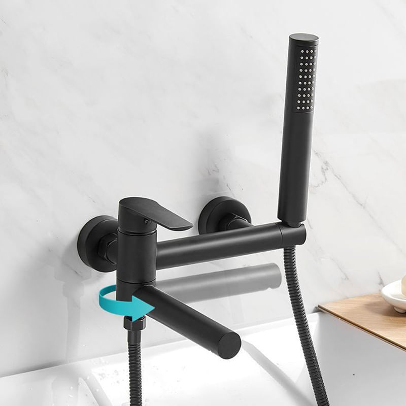 Casa si Gradina - Sanitare - Lavoar baie si accesorii - Baterii sanitare - Baterie cada, Blackswan, Tip M90, model negru mat, cu pipa mobila, dimensiune 19.5 cm - Infinity.ro
