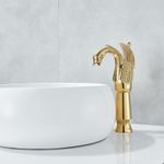 Casa si Gradina - Sanitare - Lavoar baie si accesorii - Baterii sanitare - Baterie chiuveta baie, Blackswan, Tip M135, model auriu Lebada, dimensiune 29 cm - Infinity.ro