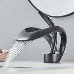 Casa si Gradina - Sanitare - Lavoar baie si accesorii - Baterii sanitare - Baterie chiuveta baie, Blackswan, Tip M179, model negru mat cu pipa tip cascada, dimensiune 15 cm - Infinity.ro
