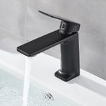 Casa si Gradina - Sanitare - Lavoar baie si accesorii - Baterii sanitare - Baterie chiuveta baie, Blackswan, Tip M117, model negru mat, dimensiune 16 cm - Infinity.ro