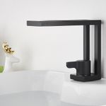 Casa si Gradina - Sanitare - Lavoar baie si accesorii - Baterii sanitare - Baterie chiuveta baie, Blackswan, Tip M156, model negru mat, dimensiune 18 cm - Infinity.ro