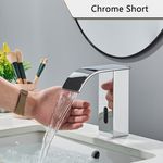 Casa si Gradina - Sanitare - Lavoar baie si accesorii - Baterii sanitare - Baterie chiuveta baie, Blackswan, Tip M185, model crom scurt cu pipa tip cascada si senzor, dimensiune 15 cm - Infinity.ro