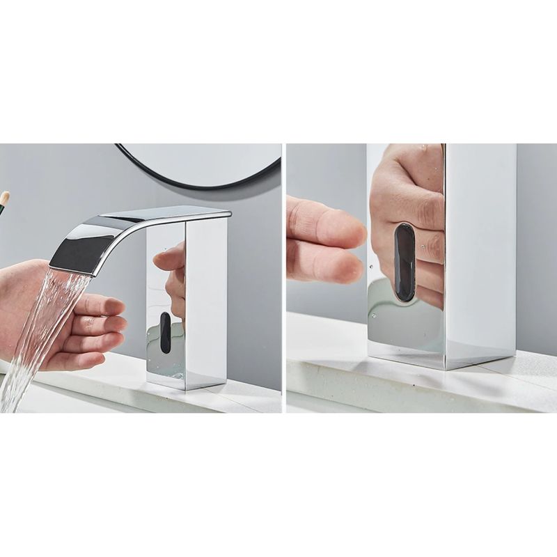 Casa si Gradina - Sanitare - Lavoar baie si accesorii - Baterii sanitare - Baterie chiuveta baie, Blackswan, Tip M185, model crom scurt cu pipa tip cascada si senzor, dimensiune 15 cm - Infinity.ro