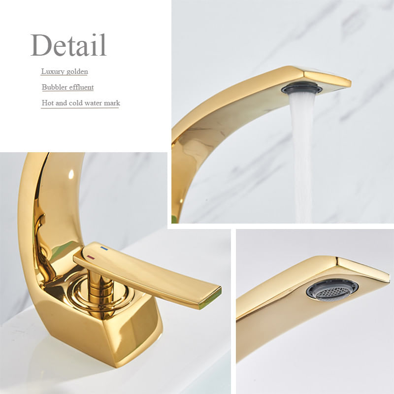 Casa si Gradina - Sanitare - Lavoar baie si accesorii - Baterii sanitare - Baterie chiuveta baie, Blackswan, Tip M174, model auriu, dimensiune 22 cm - Infinity.ro