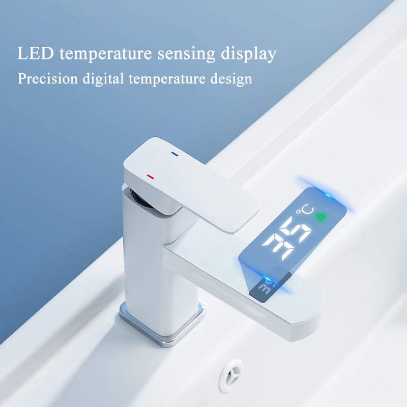 Casa si Gradina - Sanitare - Lavoar baie si accesorii - Baterii sanitare - Baterie chiuveta baie, Blackswan, Tip M211, model alb, cu afisaj LCD, dimensiune 17.5 cm - Infinity.ro