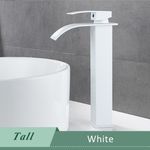 Casa si Gradina - Sanitare - Lavoar baie si accesorii - Baterii sanitare - Baterie chiuveta baie, Blackswan, Tip M161, model alb mat cu pipa tip cascada, dimensiune 25 cm - Infinity.ro