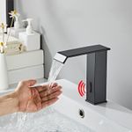 Casa si Gradina - Sanitare - Lavoar baie si accesorii - Baterii sanitare - Baterie chiuveta baie, Blackswan, Tip M181, model negru cu pipa tip cascada si senzor, dimensiune 17.5 cm - Infinity.ro