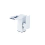 Casa si Gradina - Sanitare - Lavoar baie si accesorii - Baterii sanitare - Baterie chiuveta baie, Blackswan, Tip M190, model alb scurt cu pipa tip cascada si LED, dimensiune 12.5 cm - Infinity.ro