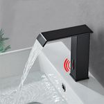 Casa si Gradina - Sanitare - Lavoar baie si accesorii - Baterii sanitare - Baterie chiuveta baie, Blackswan, Tip M181, model negru cu pipa tip cascada si senzor, dimensiune 17.5 cm - Infinity.ro