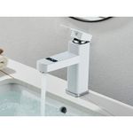 Casa si Gradina - Sanitare - Lavoar baie si accesorii - Baterii sanitare - Baterie chiuveta baie, Blackswan, Tip M211, model alb, cu afisaj LCD, dimensiune 17.5 cm - Infinity.ro