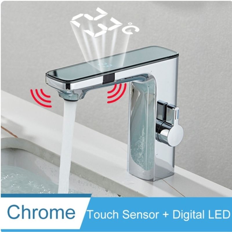 Casa si Gradina - Sanitare - Lavoar baie si accesorii - Baterii sanitare - Baterie chiuveta baie, Blackswan, Tip M224, model crom, cu afisaj LCD si senzor, dimensiune 18 cm - Infinity.ro