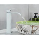 Casa si Gradina - Sanitare - Lavoar baie si accesorii - Baterii sanitare - Baterie chiuveta baie, Blackswan, Tip M161, model alb mat cu pipa tip cascada, dimensiune 25 cm - Infinity.ro