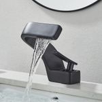 Casa si Gradina - Sanitare - Lavoar baie si accesorii - Baterii sanitare - Baterie chiuveta baie, Blackswan, Tip M203, model negru cu pipa tip cascada, dimensiune 15 cm - Infinity.ro