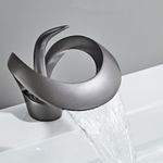 Casa si Gradina - Sanitare - Lavoar baie si accesorii - Baterii sanitare - Baterie chiuveta baie, Blackswan, Tip M216, model gri antracit cu pipa tip cascada, dimensiune 15 cm - Infinity.ro