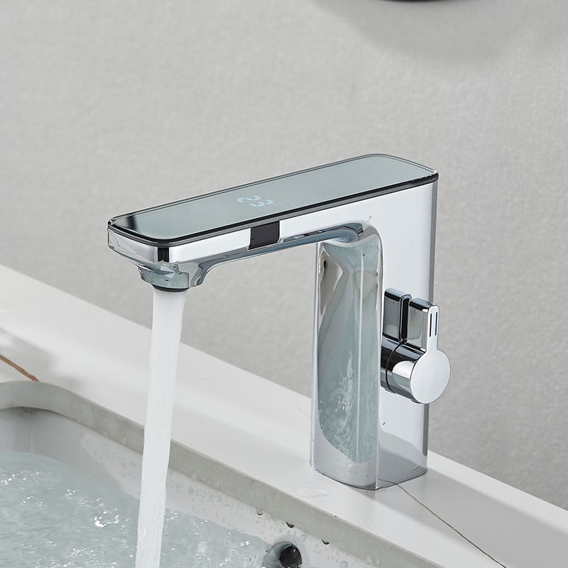 Casa si Gradina - Sanitare - Lavoar baie si accesorii - Baterii sanitare - Baterie chiuveta baie, Blackswan, Tip M224, model crom, cu afisaj LCD si senzor, dimensiune 18 cm - Infinity.ro