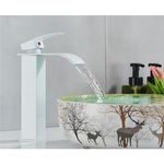 Casa si Gradina - Sanitare - Lavoar baie si accesorii - Baterii sanitare - Baterie chiuveta baie, Blackswan, Tip M161, model alb mat cu pipa tip cascada, dimensiune 25 cm - Infinity.ro