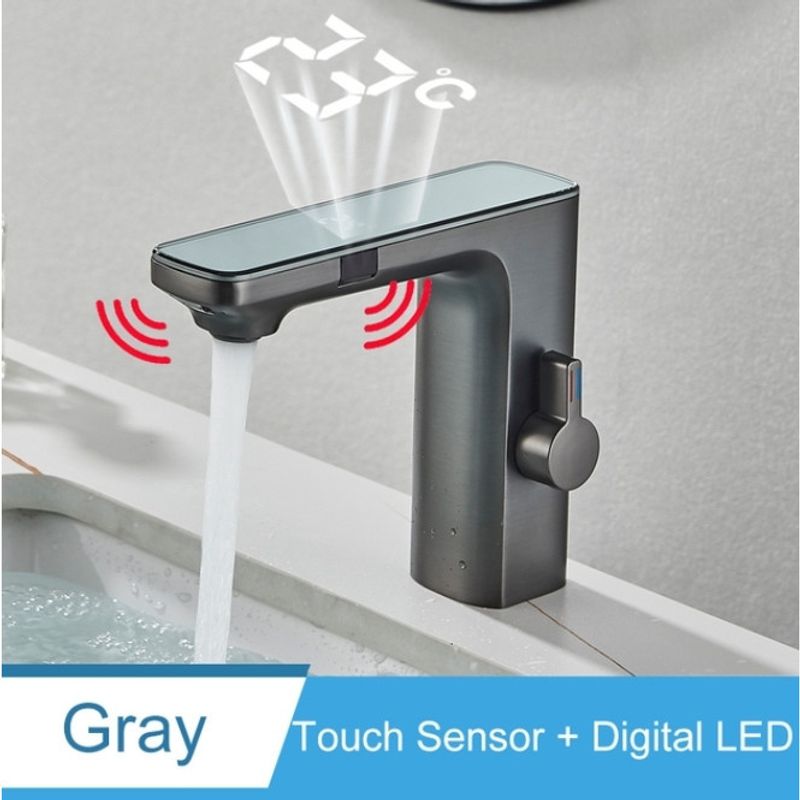 Casa si Gradina - Sanitare - Lavoar baie si accesorii - Baterii sanitare - Baterie chiuveta baie, Blackswan, Tip M226, model gri antracit, cu afisaj LCD si senzor, dimensiune 18 cm - Infinity.ro