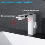 Casa si Gradina - Sanitare - Lavoar baie si accesorii - Baterii sanitare - Baterie chiuveta baie, Blackswan, Tip M225, model alb, cu afisaj LCD si senzor, dimensiune 18 cm - Infinity.ro