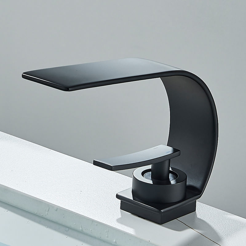 Casa si Gradina - Sanitare - Lavoar baie si accesorii - Baterii sanitare - Baterie chiuveta baie, Blackswan, Tip M247, model negru mat Waves, dimensiune 20 cm - Infinity.ro