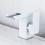 Casa si Gradina - Sanitare - Lavoar baie si accesorii - Baterii sanitare - Baterie chiuveta baie, Blackswan, Tip M190, model alb scurt cu pipa tip cascada si LED, dimensiune 12.5 cm - Infinity.ro