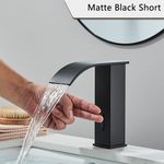 Casa si Gradina - Sanitare - Lavoar baie si accesorii - Baterii sanitare - Baterie chiuveta baie, Blackswan, Tip M183, model negru scurt cu pipa tip cascada si senzor, dimensiune 15 cm - Infinity.ro