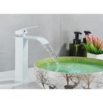 Casa si Gradina - Sanitare - Lavoar baie si accesorii - Baterii sanitare - Baterie chiuveta baie, Blackswan, Tip M161, model alb mat cu pipa tip cascada, dimensiune 25 cm - Infinity.ro