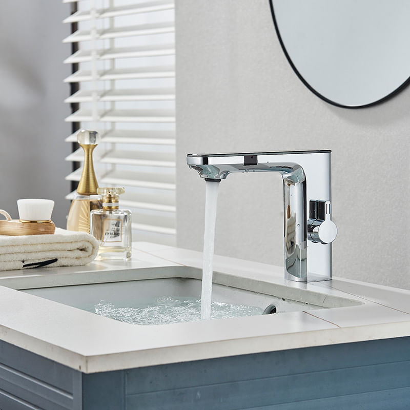 Casa si Gradina - Sanitare - Lavoar baie si accesorii - Baterii sanitare - Baterie chiuveta baie, Blackswan, Tip M224, model crom, cu afisaj LCD si senzor, dimensiune 18 cm - Infinity.ro