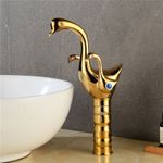 Casa si Gradina - Sanitare - Lavoar baie si accesorii - Baterii sanitare - Baterie chiuveta baie, Blackswan, Tip M263 Lebada, model auriu cu montare pe blat, dimensiune 31 cm - Infinity.ro