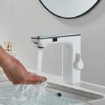 Casa si Gradina - Sanitare - Lavoar baie si accesorii - Baterii sanitare - Baterie chiuveta baie, Blackswan, Tip M225, model alb, cu afisaj LCD si senzor, dimensiune 18 cm - Infinity.ro