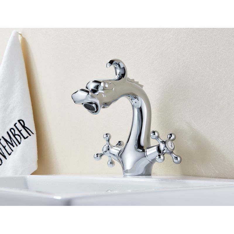 Casa si Gradina - Sanitare - Lavoar baie si accesorii - Baterii sanitare - Baterie chiuveta baie, Blackswan, Tip M267 Dragon, model crom, dimensiune 20 cm - Infinity.ro
