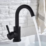 Casa si Gradina - Sanitare - Lavoar baie si accesorii - Baterii sanitare - Baterie chiuveta baie, Blackswan, Tip M234, model negru mat rotund, dimensiune 23.5 cm - Infinity.ro