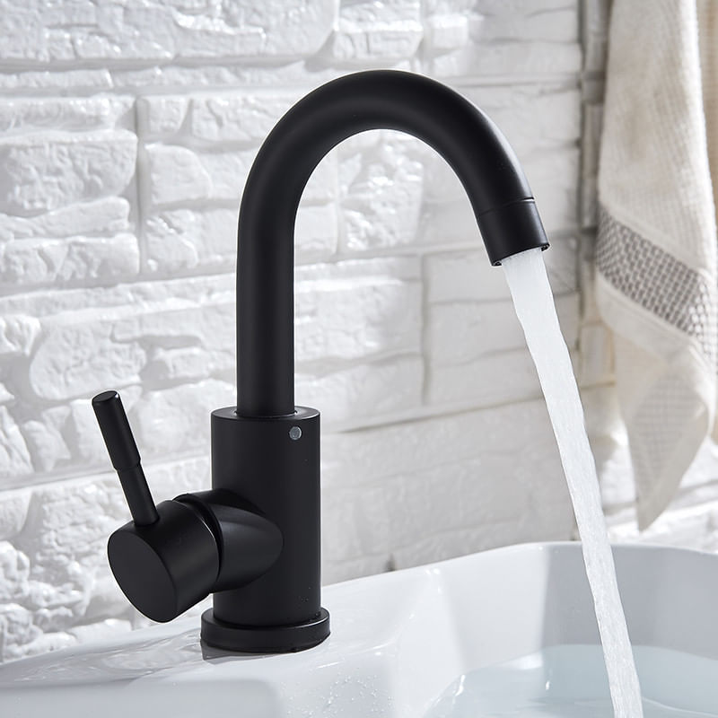 Casa si Gradina - Sanitare - Lavoar baie si accesorii - Baterii sanitare - Baterie chiuveta baie, Blackswan, Tip M234, model negru mat rotund, dimensiune 23.5 cm - Infinity.ro