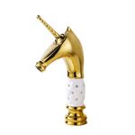 Casa si Gradina - Sanitare - Lavoar baie si accesorii - Baterii sanitare - Baterie chiuveta baie, Blackswan, Tip M271 Unicorn, model auriu/ alb mediu, dimensiune 27.2 cm - Infinity.ro