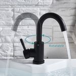 Casa si Gradina - Sanitare - Lavoar baie si accesorii - Baterii sanitare - Baterie chiuveta baie, Blackswan, Tip M234, model negru mat rotund, dimensiune 23.5 cm - Infinity.ro