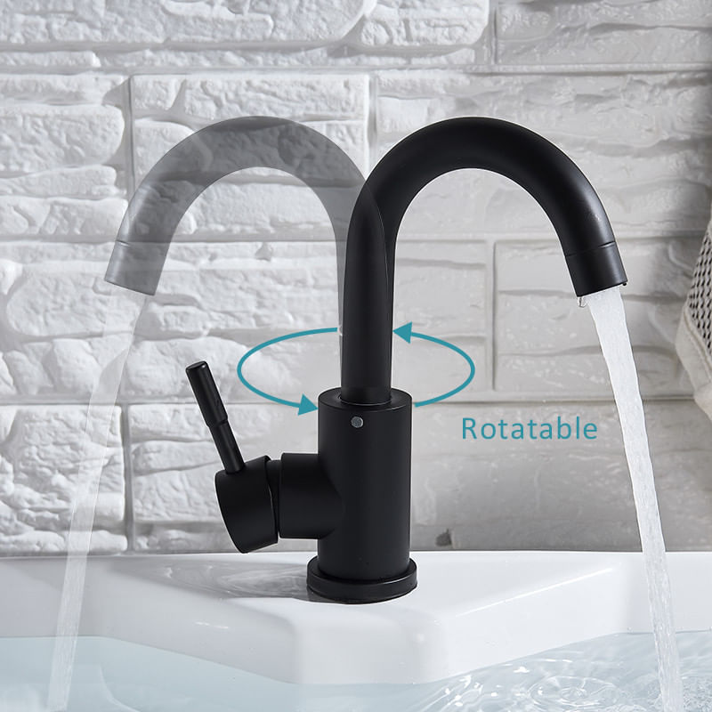 Casa si Gradina - Sanitare - Lavoar baie si accesorii - Baterii sanitare - Baterie chiuveta baie, Blackswan, Tip M234, model negru mat rotund, dimensiune 23.5 cm - Infinity.ro