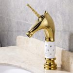Casa si Gradina - Sanitare - Lavoar baie si accesorii - Baterii sanitare - Baterie chiuveta baie, Blackswan, Tip M271 Unicorn, model auriu/ alb mediu, dimensiune 27.2 cm - Infinity.ro