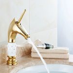 Casa si Gradina - Sanitare - Lavoar baie si accesorii - Baterii sanitare - Baterie chiuveta baie, Blackswan, Tip M271 Unicorn, model auriu/ alb mediu, dimensiune 27.2 cm - Infinity.ro